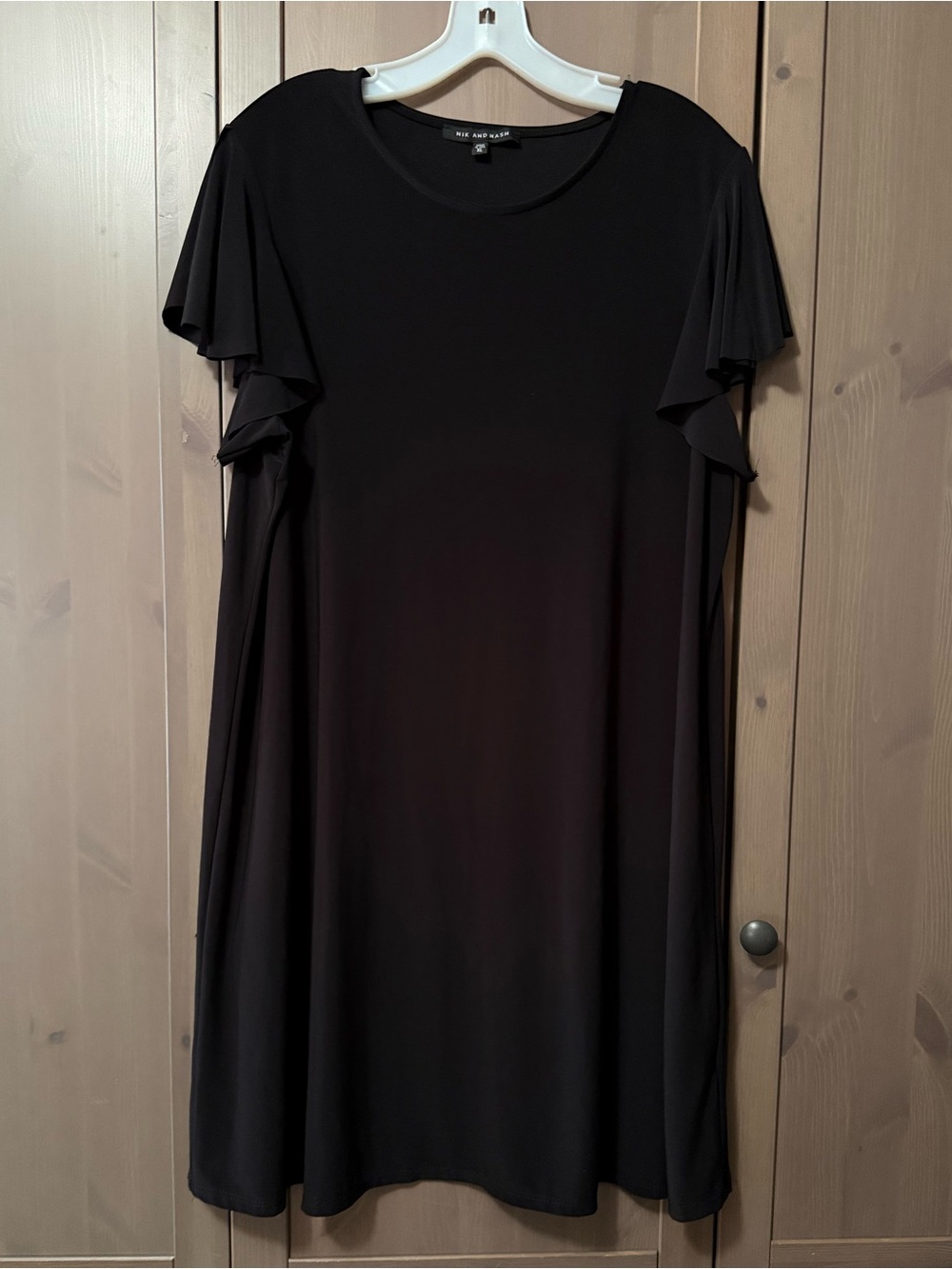 Nik and Nash Black Ruffle-Sleeve Midi Dress